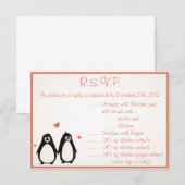 3.5 x 5 返信カード ペンギン ラブ/ハート 招待状 (正面/裏面)