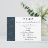 3.5 x 5 返信カード　航空便　青/赤 出欠カード (スタンド正面)