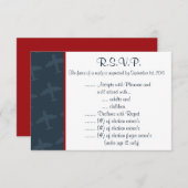 3.5 x 5 返信カード　航空便　青/赤 出欠カード (正面/裏面)