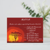 3.5 x 5 返信カード 赤い夕焼けのアフリカ 招待状 (スタンド正面)