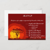 3.5 x 5 返信カード 赤い夕焼けのアフリカ 招待状 (正面/裏面)