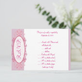 3.5 x 5 R.S.V.P応答カードピンク/紫Scr 中国の(Scr) 招待状 (スタンド正面)