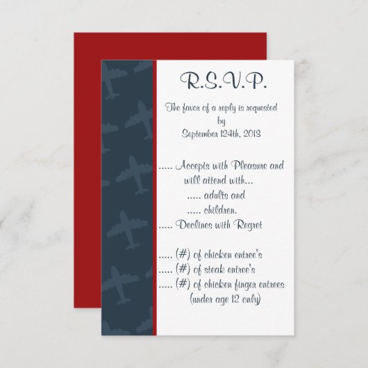 3.5 x 5 R.S.V.P機飛行青 招待状 (正面/裏面)