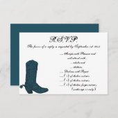 3.5 x 5 R.S.V.P返信カード西ブルーカウボーイブー 招待状 (正面/裏面)