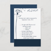 3.5 x 5 R.S.V.P Navy Blue Dandelion Fl 招待状 (正面/裏面)