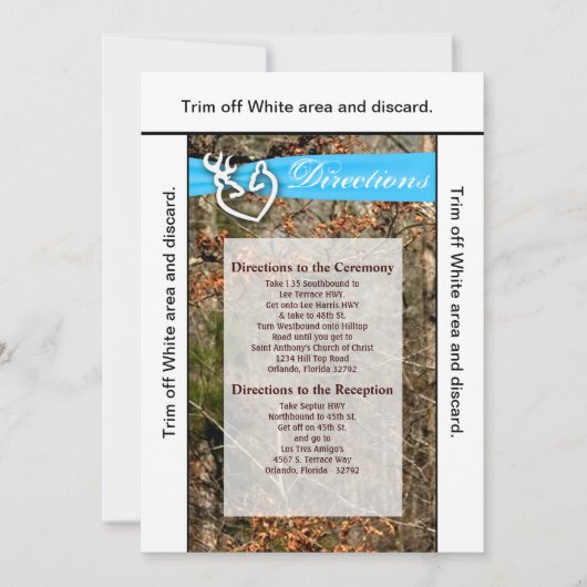 3.5 x 6 Directions Card Dear Couple Doe Buck迷彩柄 招待状 (正面)