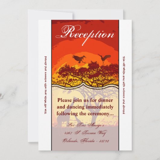 3.5 x 7披露宴カードアフリカンサファリキリン太陽 招待状 (正面)