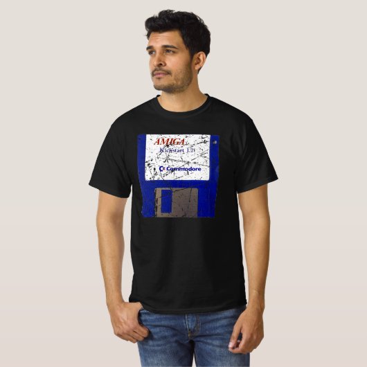 3,5 Zoll Diskette Amiga Kickstart T-Shirt Tシャツ (正面フル)