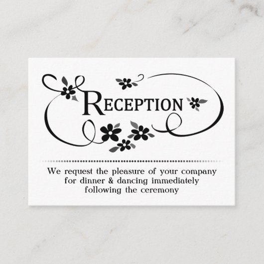 3.5x2.5披露宴カード白黒フローラ エンクロージャーカード (正面)