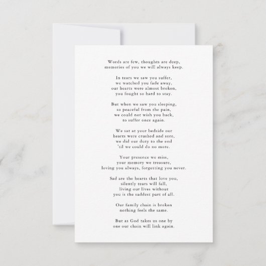 3.5x5ありがとうカスタムお葬式フォト悔やみや弔慰 サンキューカード (裏面)