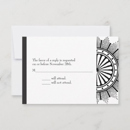 3.5x5アールデコ応答カード 出欠カード (正面)