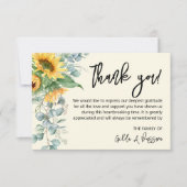 3.5x5インチひまわり葬式サンキューカード サンキューカード (正面)