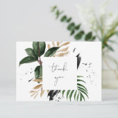 3.5x5インチグリーンと金ゴールドトロピカルありがとうござ結婚う エンクロージャーカード (スタンド正面)