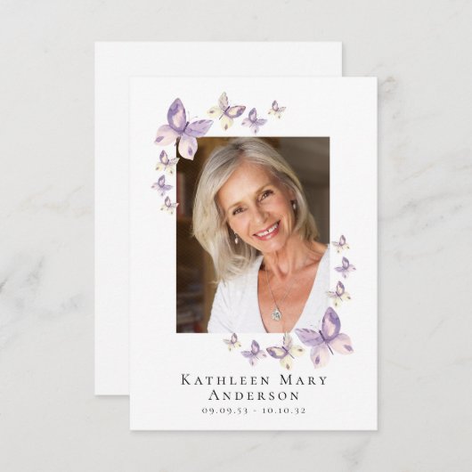 3.5x5インチ蝶の写真葬儀記念祈りの言葉 ノートカード (正面/裏面)