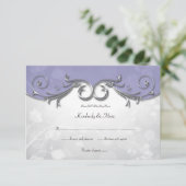 3.5x5エレガントな紫色の陸軍中佐の階級章の上敷RSVP 出欠カード (スタンド正面)