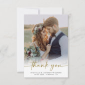 3.5x5シックエレガントスクリプ結婚トの写真 サンキューカード (正面)