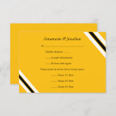 3.5x5モダンではっきりしたで黒く黄色い横は縞で飾ります 出欠カード (正面/裏面)