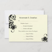 3.5x5ヴィンテージの黒のアイボリーRSVP 出欠カード (正面)