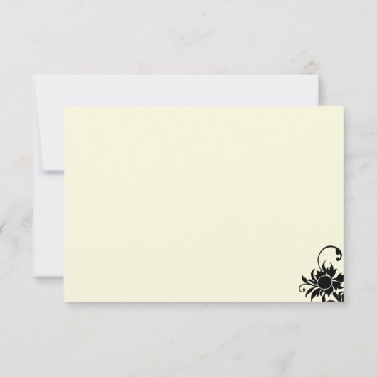 3.5x5ヴィンテージの黒のアイボリーRSVP 出欠カード (裏面)