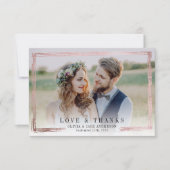 3.5x5愛とピンク感謝していフォイルフォト結婚ズ サンキューカード (正面)