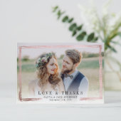 3.5x5愛とピンク感謝していフォイルフォト結婚ズ サンキューカード (スタンド正面)