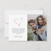 3.5x5愛とピンク感謝していフォイルフォト結婚ズ サンキューカード (裏面)