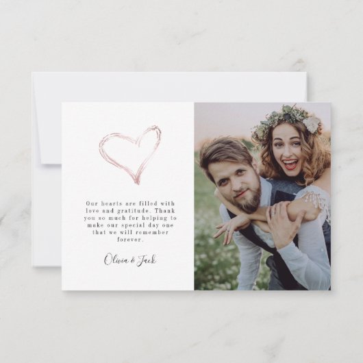 3.5x5愛とピンク感謝していフォイルフォト結婚ズ サンキューカード (裏面)