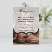 3.5x5披露宴カードカウボーイブーツバーンウッド素朴 招待状 (スタンド正面)