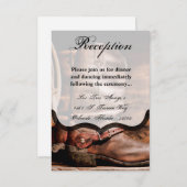 3.5x5披露宴カードカウボーイブーツバーンウッド素朴 招待状 (正面/裏面)