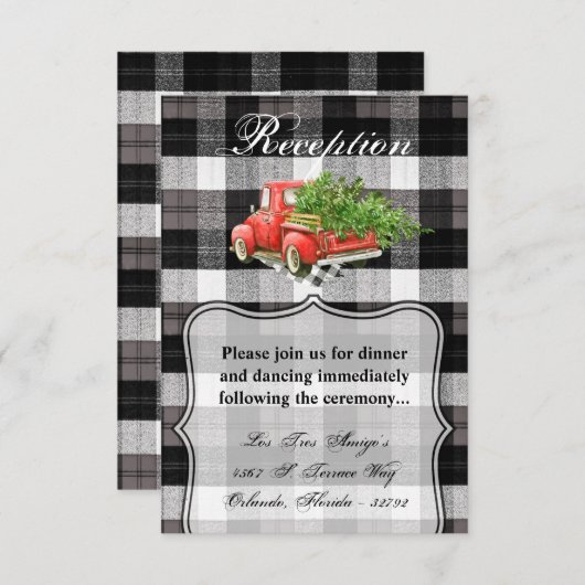 3.5x5披露宴カードクリスマストラックバッファロープレイドBlac 招待状 (正面/裏面)