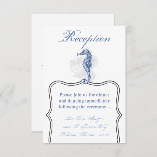 3.5x5披露宴カードシーホース海ビーチ水 招待状 (正面/裏面)