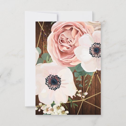 3.5x5披露宴カードジオメトリックバラバーンウッド 招待状 (裏面)