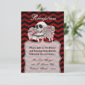 3.5x5披露宴カードスカルバラゴシック色シェブロン赤 招待状 (スタンド正面)