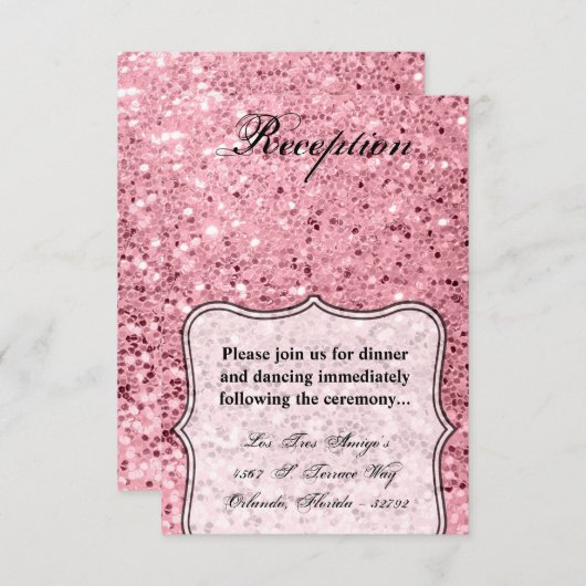 3.5x5披露宴カードバラ金ゴールドグリッター 招待状 (正面/裏面)