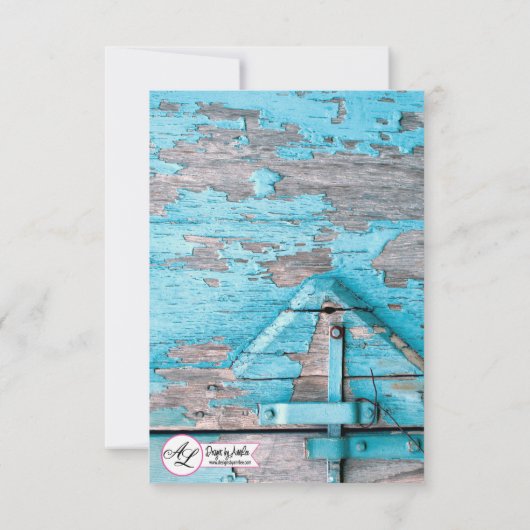 3.5x5披露宴カードブルーウッドバーンドアブーツ 招待状 (裏面)