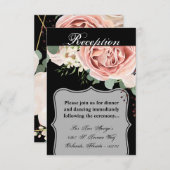 3.5x5披露宴カード幾何学的ガーデンバラブラック 招待状 (正面/裏面)