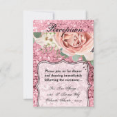 3.5x5披露宴カード幾何学的バラ金ゴールドグリッター 招待状 (正面)