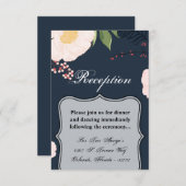 3.5x5披露宴カード白いフローラ花オンダーク 招待状 (正面/裏面)