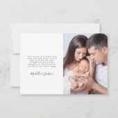 3.5x5新生児フォト金ゴールドハートありがとう サンキューカード (裏面)