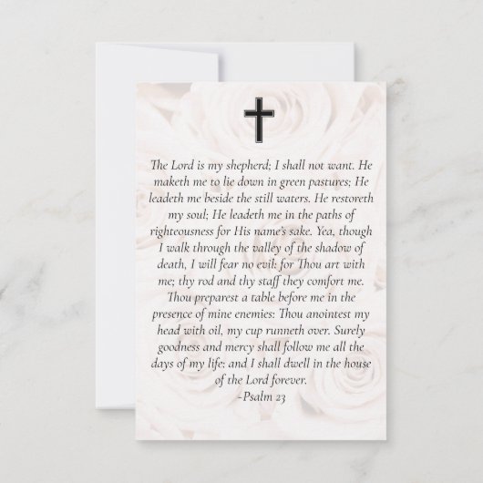 3.5x5楕円形フォトピンクローズ記念祈りの言葉カード 招待状 (裏面)