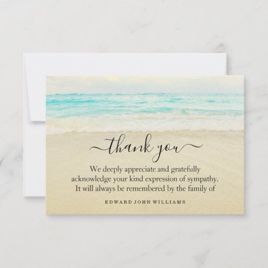 3.5x5葬儀ありがとうノートブレスレットビーチ海 サンキューカード (正面)
