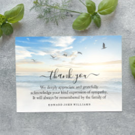 3.5x5葬儀ありがとうノートブレスレットビーチ海 サンキューカード