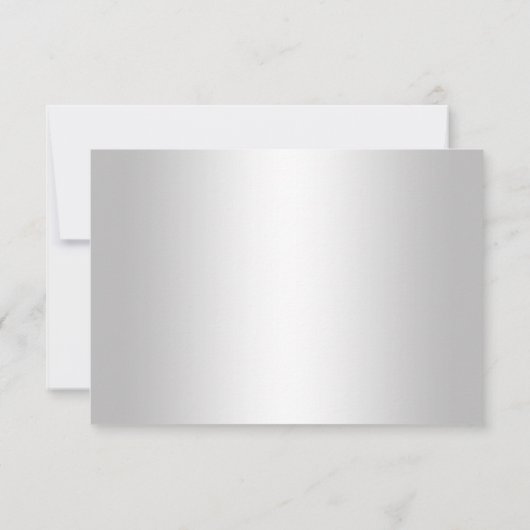 3.5x5黒い銀製のダマスク織のターコイズの宝石RSVP 出欠カード (裏面)