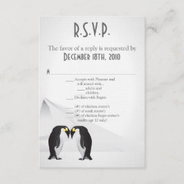 3.5x5 ご予約カード  ペンギンは生涯の伴侶 グレー 出欠カード