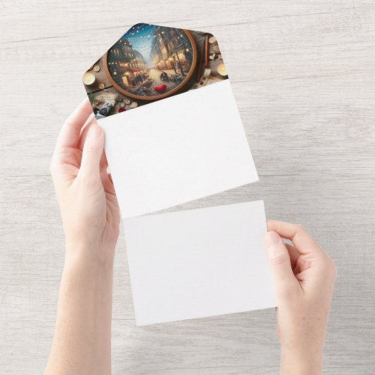 3.5x5 ウェディング封筒 | エレガントな宛名書き オールインワン招待状 (貼ってはがせる)