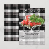 3.5x5 クリスマス トラック バッファロープレイド 返信カード 招待状 (正面/裏面)