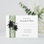 3.5x5 パームツリーとグリーンのRSVP 出欠カード (スタンド正面)