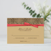 3.5x5 レオパード柄 偽の赤いリボン RSVP 招待状 (スタンド正面)