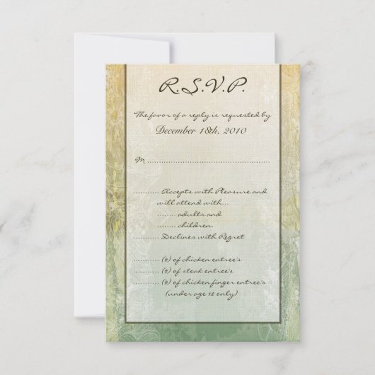 3.5x5 古典的な花柄の招待状カード 出欠カード (正面)