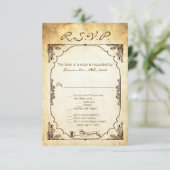 3.5x5 古風な挙式 指輪交換 RSVP カード (スタンド正面)